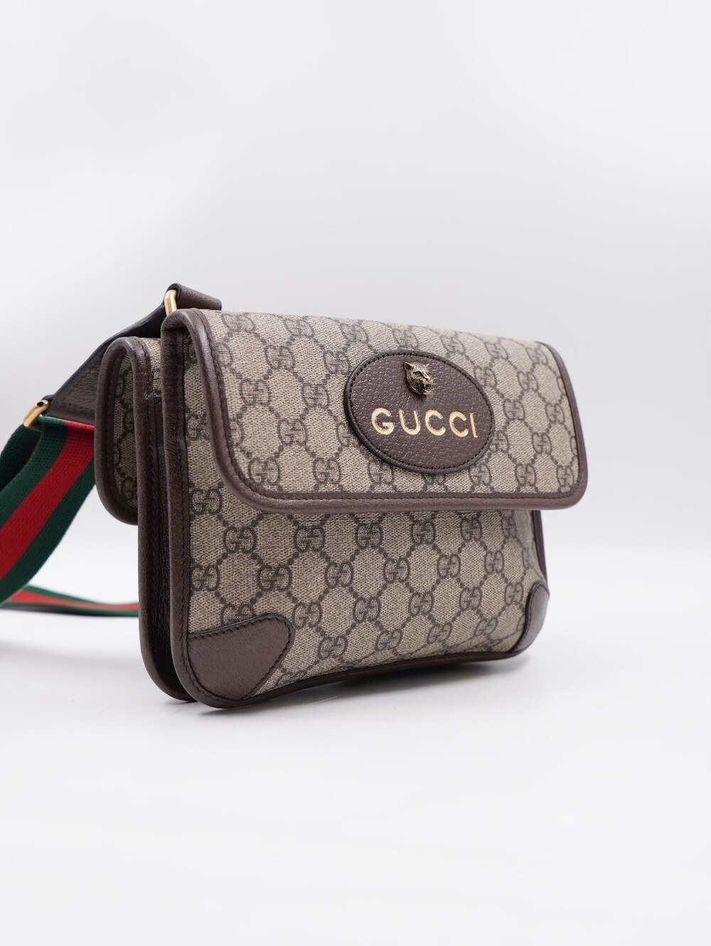 BT08 💟 GUCCI GG Supreme Monogram Web Neo Vintage Flap (Small) Messenger Bag - Picture 6 of 13